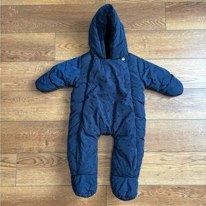 Jacadi Navy Polka Dot Baby Snowsuit Size 12 months